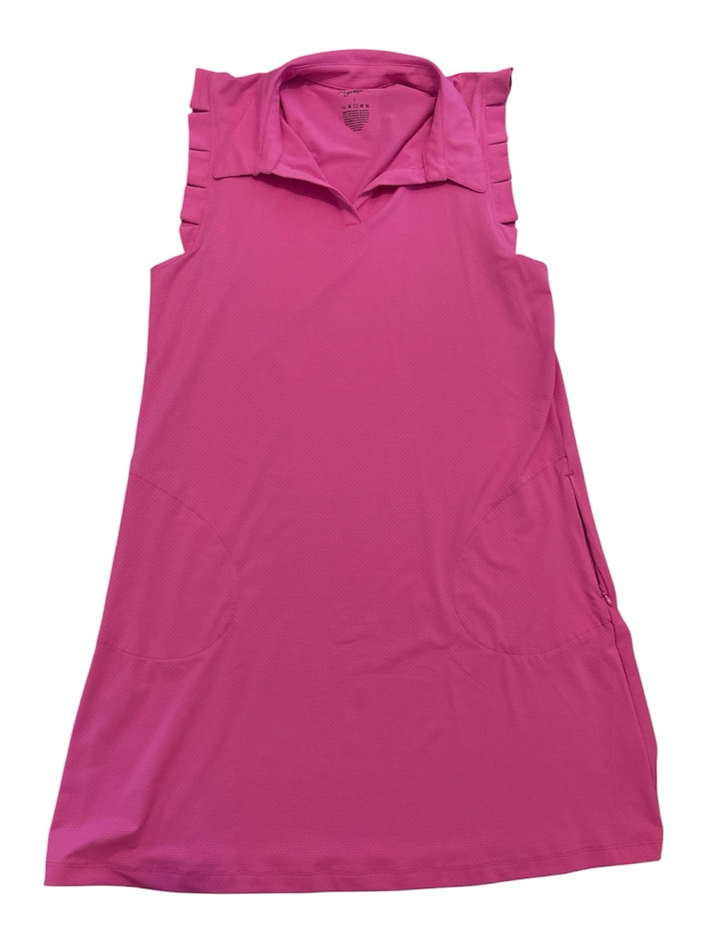 X by Gottex Womens Pink Ruffle Sleeveless Golf Tennis Dress Large